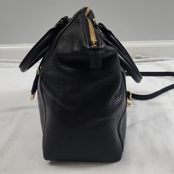 Michael Kors Black Pebbled Leather Satchel With Gold Hardware And Dust Bag - Picture 5 of 12